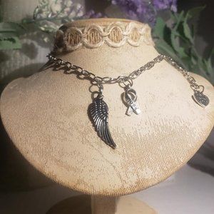 Choker Breast Cancer Awareness Jewelry Angel Wing